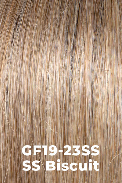 Gabor Wigs - Alluring Locks - SS Biscuit (GF19-23SS). A dark rooted, Light Ash Blonde blended with cool Platinum Blonde.