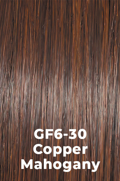 Gabor Wigs - Alluring Locks - Copper Mahogany (GF6-30). Medium Brown and Medium Auburn Blend.