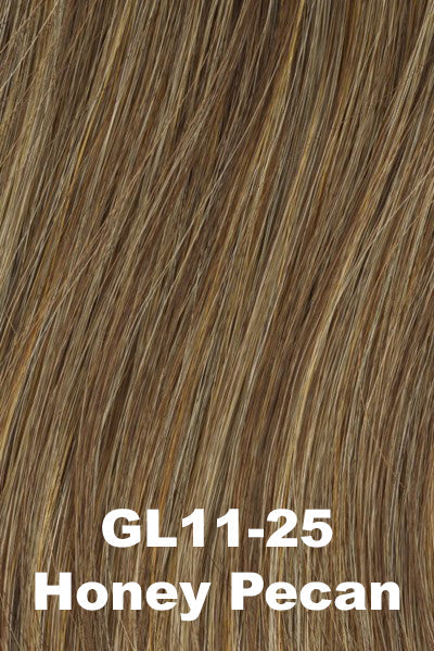 Color Honey Pecan (GL11-25) for Gabor wig Femme & Flirty. Cool brown-blonde with slight golden champagne highlights.