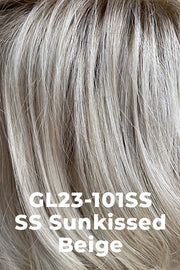 Color SS Sunkissed Beige (GL23-101SS) for Gabor wig Curl Appeal.  Pearl and light beige blonde with platinum white blonde highlights and dark golden blonde roots.
