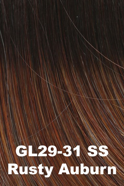 Color SS Rusty Auburn (GL29-31SS) for Gabor wig All Too Well. Auburn base with chocolate brown undertones, medium copper and amber highlights, with a shaded root.