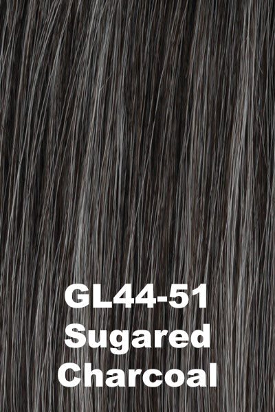 Color Sugared Charcoal (GL44-51) for Gabor wig Femme & Flirty. Dark steel grey with medium grey, silver grey and light ash grey highlights.