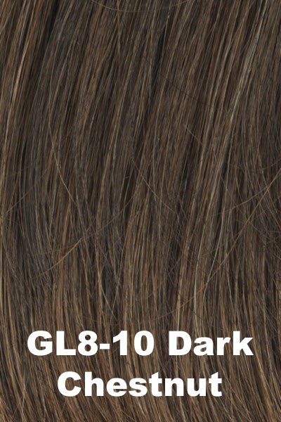 Color Hazelnut (GL8-29) for Gabor wig All Too Well. Medium brown with warm golden undertones and honey brown and light copper brown highlights.