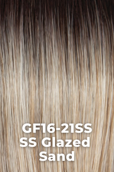 Gabor Wigs - Alluring LocksGabor - Shaded Synthetic Colors - SS Glazed Sand (GF16-21SS). Dark roots blending into a platinum blonde and honey mix.
