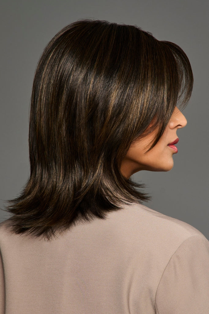 Model styling the color SS Iced Java by Gabor wigs.