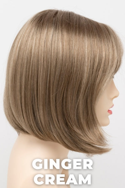 Color Swatch Ginger Cream  for Envy wig Petite Paige.  Cool light brown and beige blonde blend with pale blonde highlights.