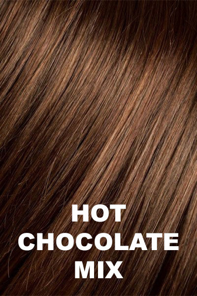 Ellen Wille Wigs - United Mono Part - Hot Chocolate Mix. Medium Brown, Light Brown, and Auburn/Gold Blonde blend.
