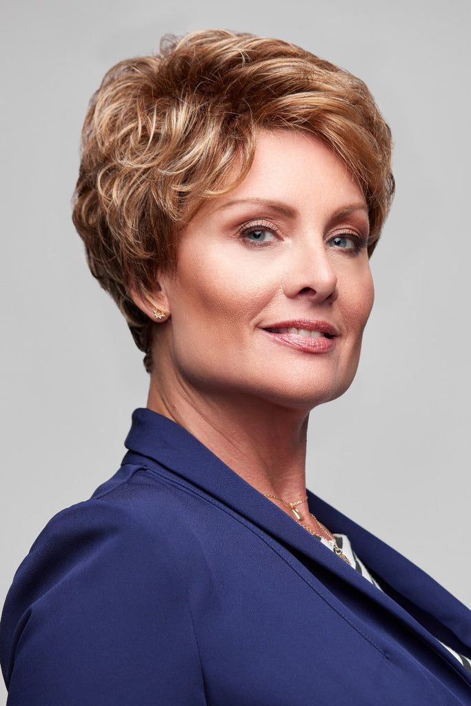 Model wearing Bonnie by Henry Margu wigs.