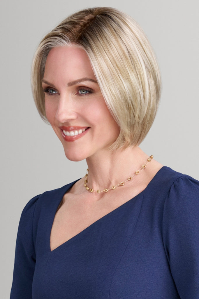 Woman wearing Ava by Jon Renau.