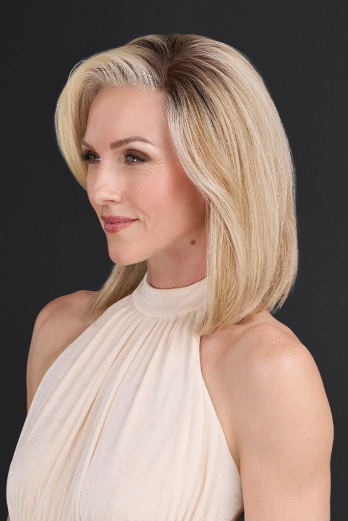 Side of model wearing the style Carrie.