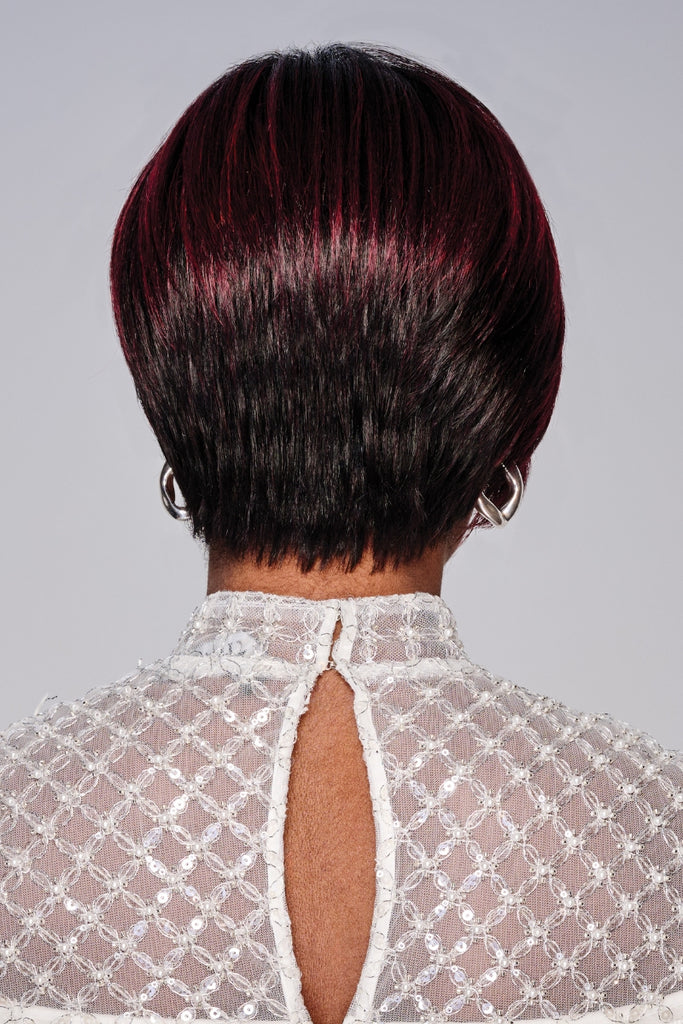Back view of the chin length style by Kim Kimble.