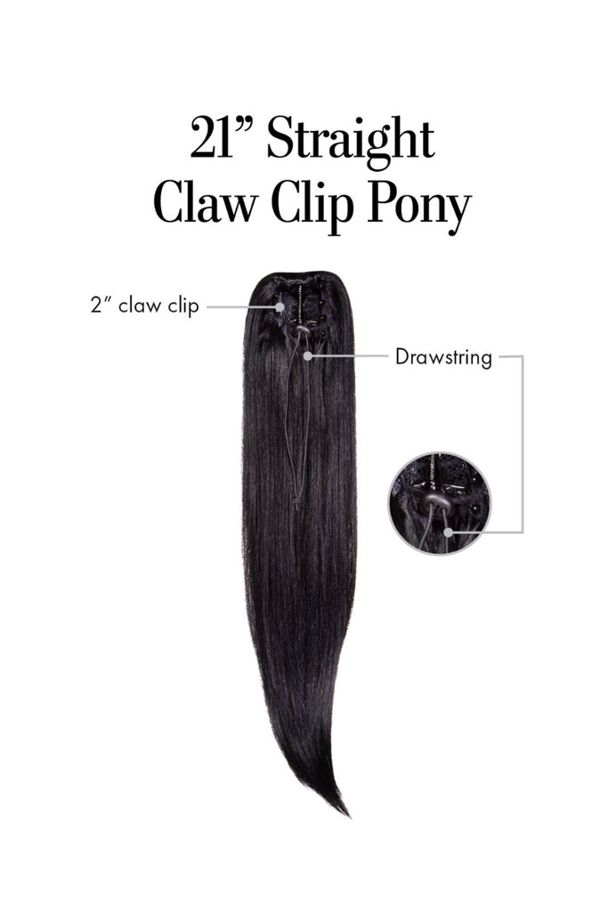 Cap construction diagram showing 21" Straight Claw Clip Pony by Kim Kimble.