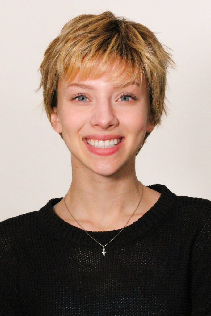 Woman wearing Kris by Tony of Beverly in the color Rooted Malibu.