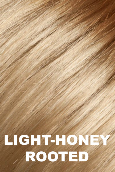 Ellen Wille Wigs - Storyville - Light Honey Rooted. Medium Honey Blonde, Platinum Blonde, and Light Golden Blonde blend with Dark Roots.