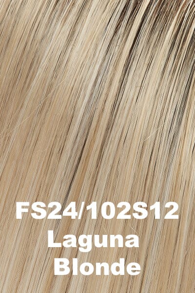 Color FS24/102S12 (Laguna Blonde) for Jon Renau wig Sienna Lite Remy Human Hair (#775). Pale creamy blonde base with subtle honey blonde woven throughout and a light golden brown root.