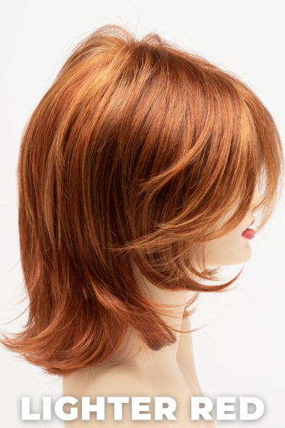 Color Swatch Lighter Red for Envy wig Rose.  Auburn red base with bright copper and golden strawberry blonde highlights.