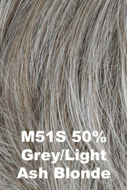 Color M51S for HIM men's wig Style.  Light grey base with a blend of ash blonde.