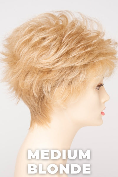 Color Swatch Medium Blonde  for Envy wig Olivia Human Hair Blend.  Golden blonde, pale blonde and champagne blonde blend.