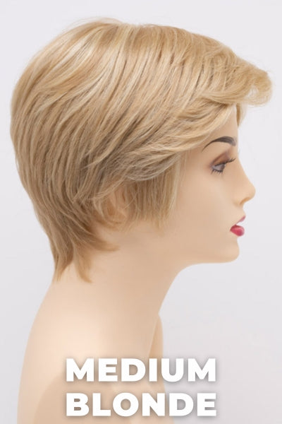 Color Swatch Medium Blonde for Envy wig Paula Human Hair Blend.  Golden blonde, pale blonde and champagne blonde blend.