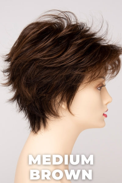 Color Swatch Medium Brown  for Envy wig Ophelia Human Hair Blend.  A rich neutral brown with lowlights and highlights woven throughout.