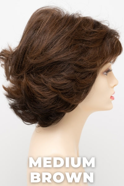 Color Swatch Medium Brown for Envy wig Savannah.  A rich neutral brown with lowlights and highlights woven throughout.