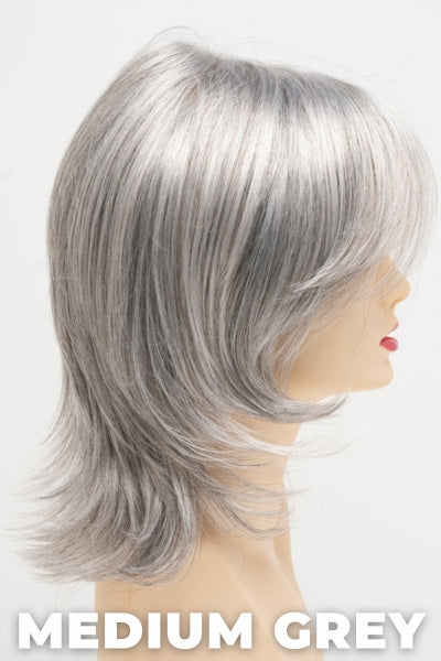 Color Swatch Medium Grey for Envy wig Rose.  A silvery blend of salt and pepper with medium brown woven throughout.