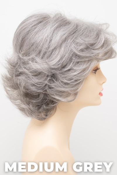 Color Swatch Medium Grey for Envy wig Savannah.  A silvery blend of salt and pepper with medium brown woven throughout.