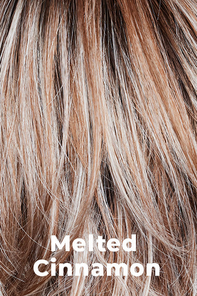 Color Melted Cinnamon for Noriko wig Zeal #1725. Medium brown root with cinnamon blonde base and icy blonde ends.