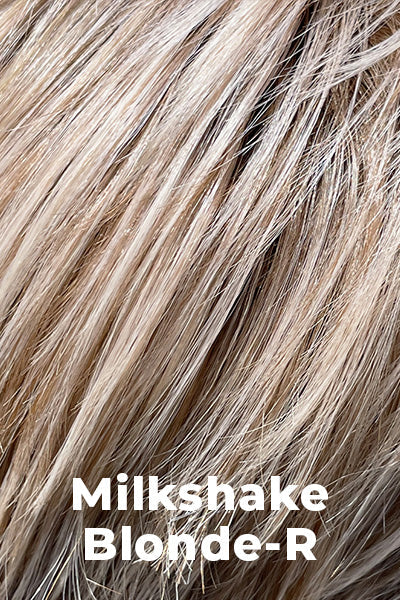 Belle Tress Wigs - Torino (CT-1005) wig Milkshake Blonde-R Average. White Blonde with Honey and Caramel Lowlights with Dark Brown Roots.