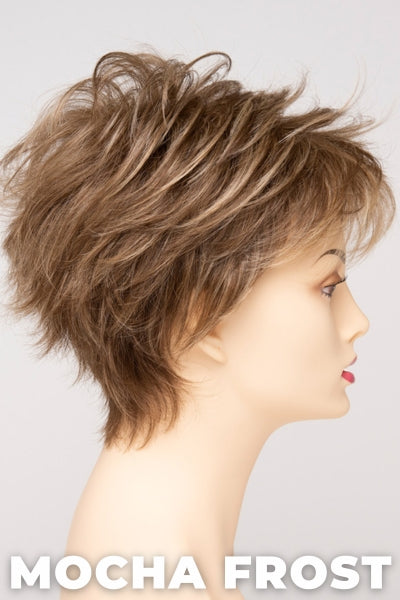 Color Swatch Mocha Frost  for Envy wig Ophelia Human Hair Blend.  Golden brown with subtle golden blonde highlights.