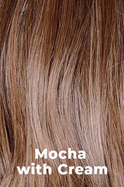 Belle Tress Wigs - Pure Ambrosia (BT-6144) - Mocha with Cream. A rich darkest brown root with a blend of dark chocolate brown and cinnamon along with milk chocolate, the cool blonde, and light blonde highlights. (Rooted Color).