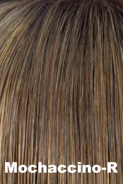 Rene of Paris Wigs - Vero (#2410) - Mochaccino-R. Shadowed Roots on Light Golden Brown w/ Light Gold Blonde (14+140) Highlights.