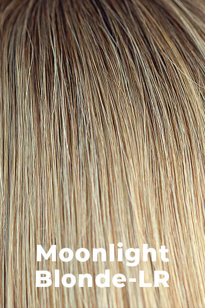 Color Moonlight Blonde-LR for Amore Diamond Top Piece (#8706) Human Hair. Medium warm blonde and cool lite blonde mix with long brown roots.