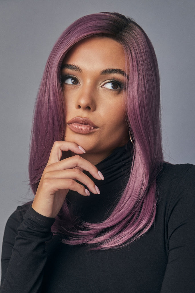 Close up of women modeling Cosmo Sleek in Mauve Berry.