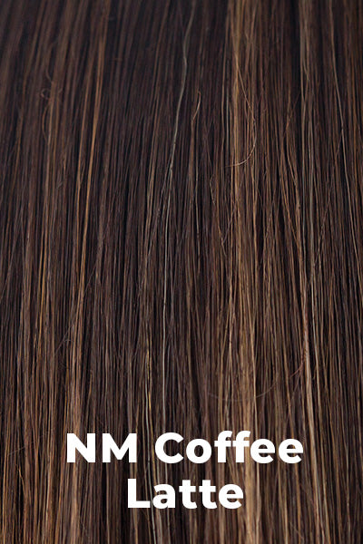 Color NM Coffee Latte for Noriko wig Merrill #1726. Rich medium brown with a warm medium brown and medium golden blonde highlight.