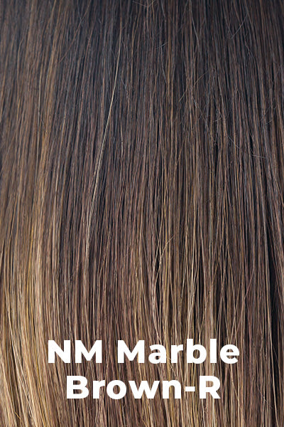 Amore Wigs - Long Top Piece Mono Large (#773) - NM Marble Brown-R. Light Brown with Caramel Brown tips, and dark roots.