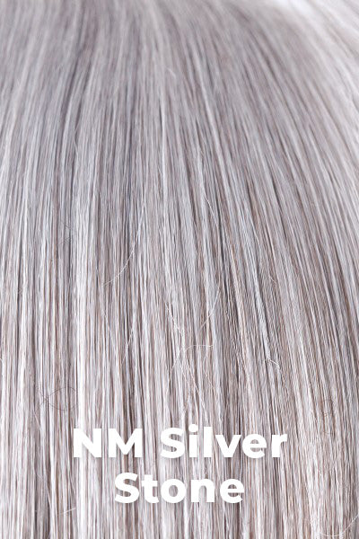Amore Wigs - Long Top Piece Mono Large (#773) - NM Silver Stone. Multiple Shades of Grey Blended with a Dark Brown Base.
