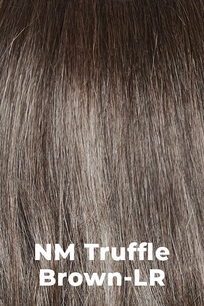 Amore Wigs - Long Top Piece Mono Large (#773) - NM Truffle Brown-LR. Neutral medium-brown tone, softly blended with light ash blond. The root creates a dimensional effect.