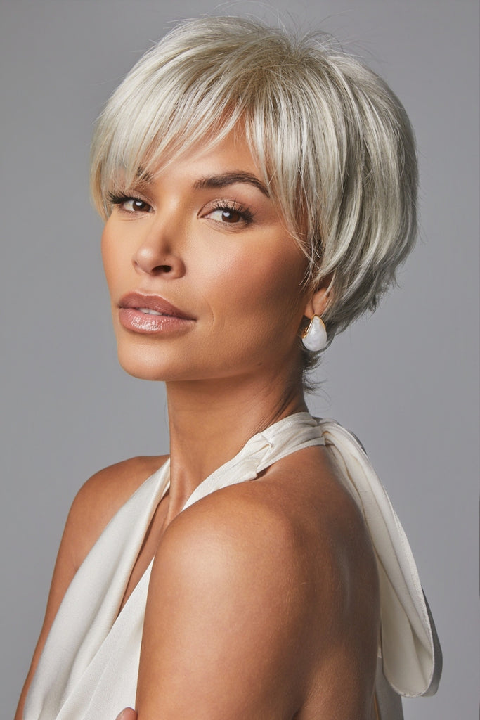 Woman wearing Ivy by Noriko in the color Platinum Pearl.