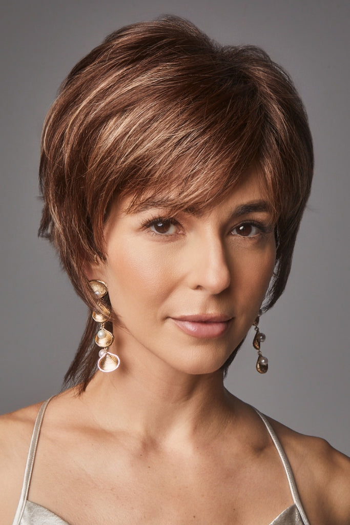 Woman wearing Millie by Noriko in the color Auburn Sugar-R.