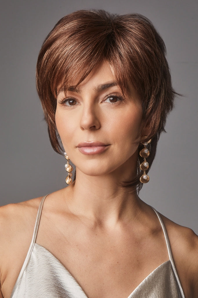 Woman wearing Millie by Noriko in the color Auburn Sugar-R.