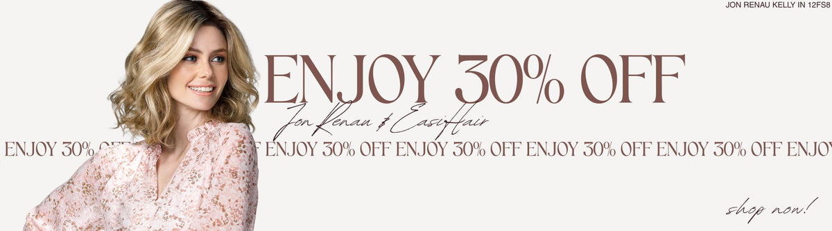 Enjoy 30% off Jon Renau and EasiHair. Model wearing the style Kelly by Jon Renau in the color 12FS8. Shop Now!                                          							
