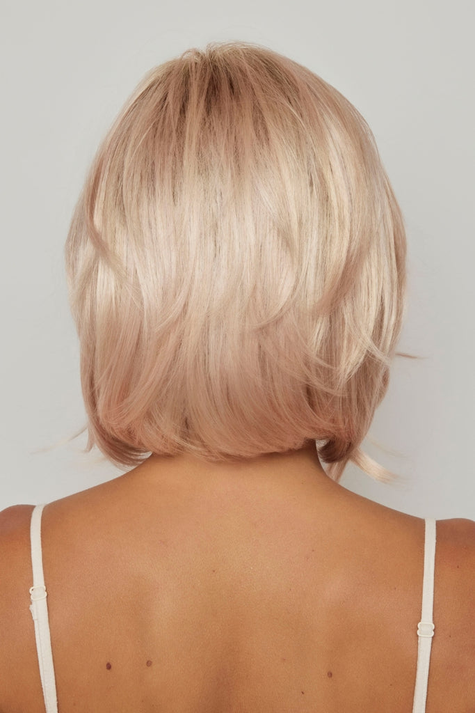 Back view of the straight layered bob by Orchid.