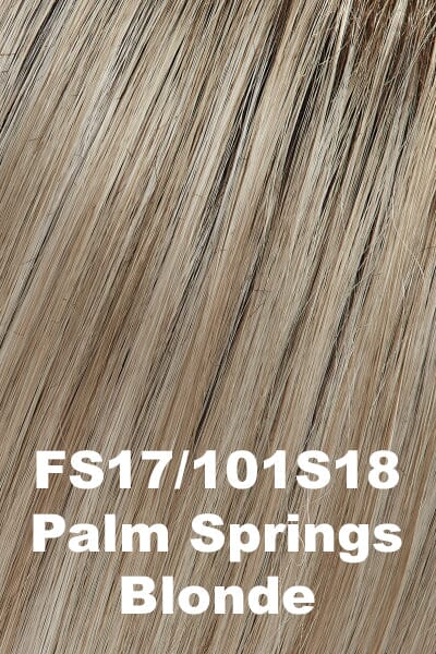 Color FS17/101S18 (Palm Springs Blonde) for Jon Renau wig Sienna Lite Remy Human Hair (#775). Light ash blonde with white highlights and a dark ash blonde root.