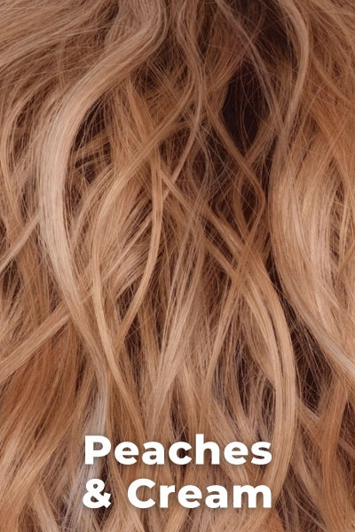Alexander Couture - Synthetic - Peaches & Cream. Warm peach blonde base with creamy blonde undertones and bright cream face-framing highlights with a chocolate root.