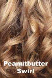 Color Peanutbutter Swirl for Orchid wig Jan (#6539). Medium blonde base with pearl beige, medium peanut butter and honey suckle blonde highlights.