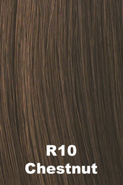 Color Chestnut (R10) for Raquel Welch Top Piece Top Billing 16" Human Hair.  Rich medium to light brown base.