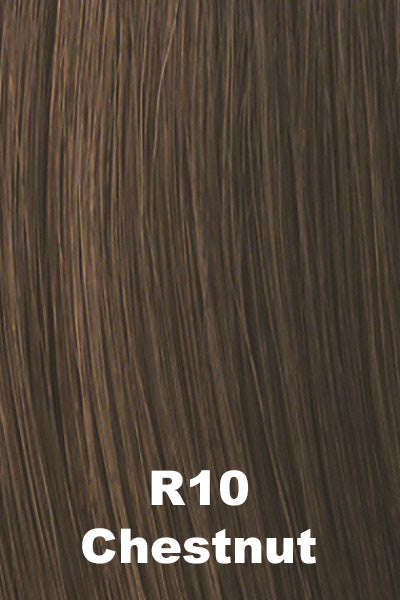 Color Chestnut (R10) for Raquel Welch wig Crushing on Casual Elite.  Rich medium to light brown base.