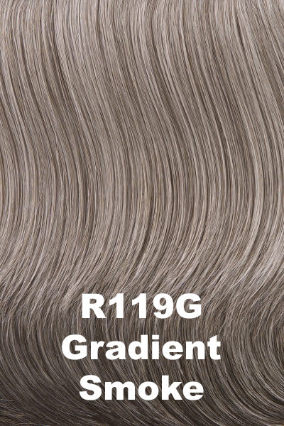 Color Gradient Smoke (R119G) for Raquel Welch wig Crushing on Casual Elite.  Light grey with a subtle touch of light brown and a darker nape area. 