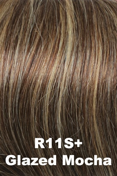 Color Glazed Mocha (R11S+)  for Raquel Welch wig Voltage Petite.  Medium brown with heavier warm blonde highlights.